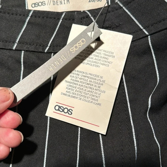 ASOS denim pinstrip cigarette pants nwt size 28 - Picture 2 of 7